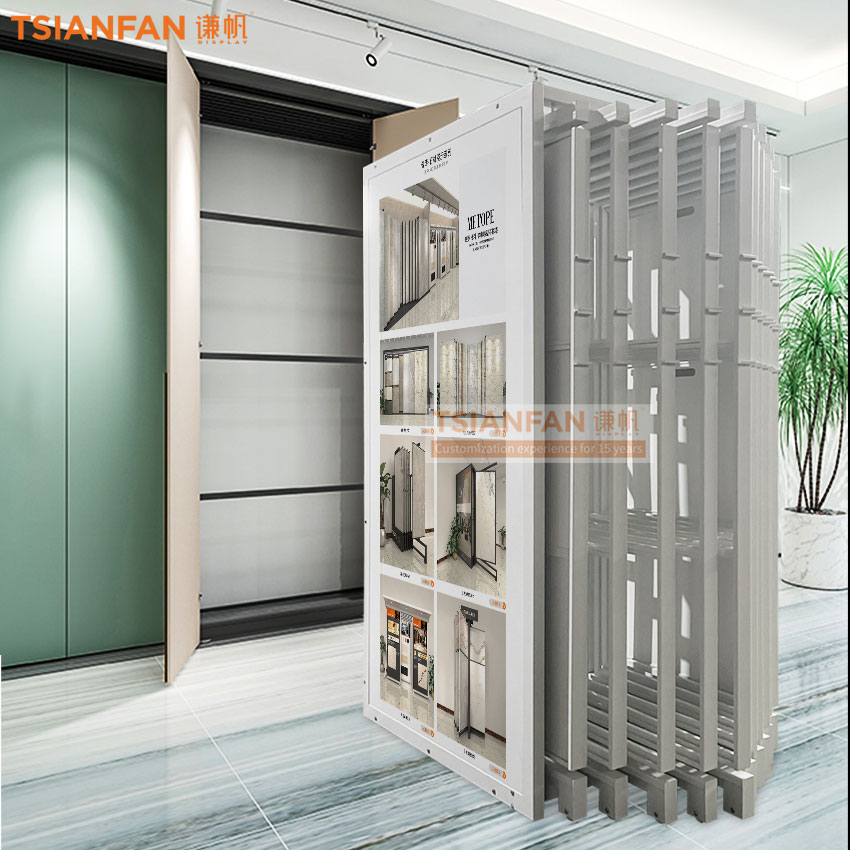 Tile board push-pull sliding display cabinet flooring aluminumdisplay rack - Image 2
