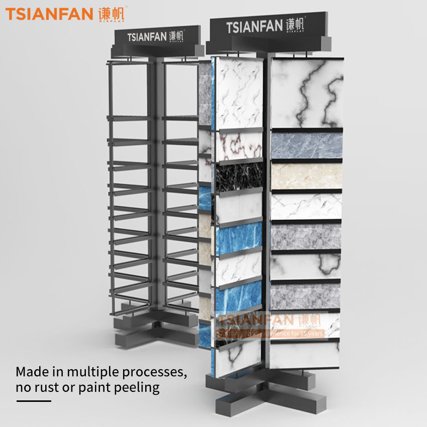 Tile quartz stone rotating display rack floor swivel display stand Waterline tile - Image 2