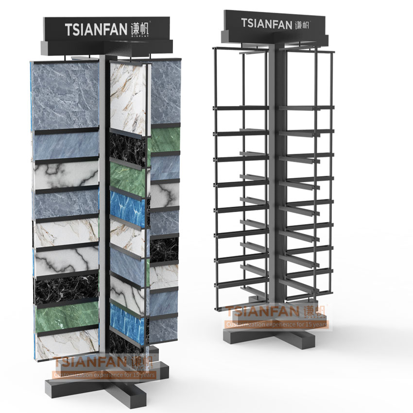 Tile quartz stone rotating display rack floor swivel display stand Waterline tile