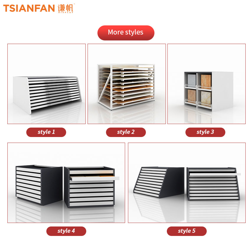 Tile Ceramic Marble Granite Stone Metal Drawer sliding display Cabinet - Image 4