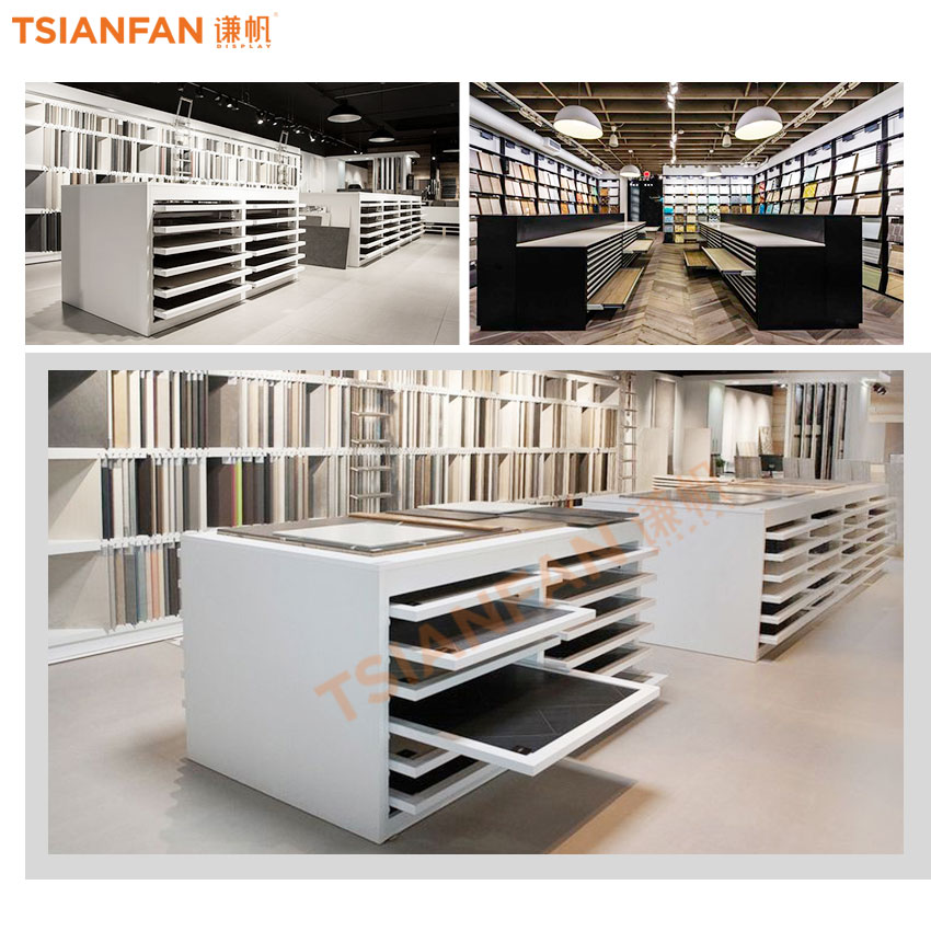 Tile Ceramic Marble Granite Stone Metal Drawer sliding display Cabinet - Image 2