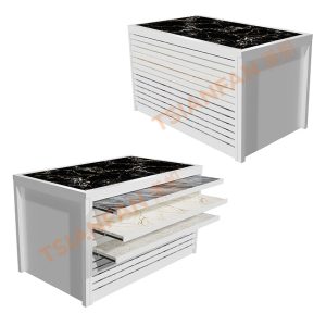 Tile Ceramic Marble Granite Stone Metal Drawer sliding display Cabinet