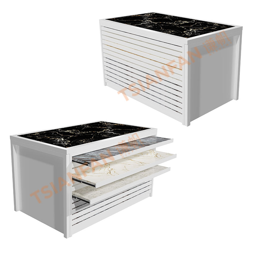 Tile Ceramic Marble Granite Stone Metal Drawer sliding display Cabinet
