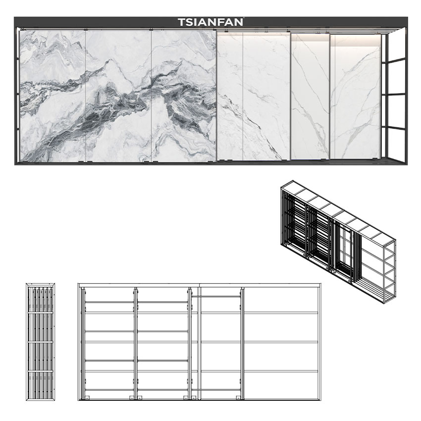 Tile Granite Slab Displays Panel sliding Display Racks For Showroom TL010-2
