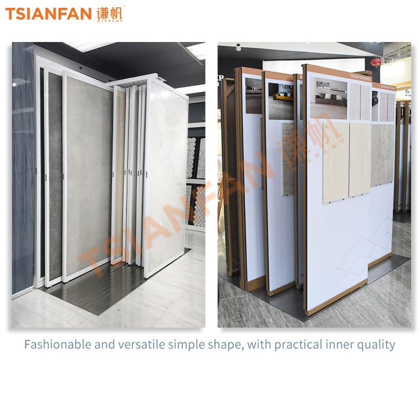 Tile Marble Granite stone Wood floor panel push pull display case floor stand Cabinet - Image 4