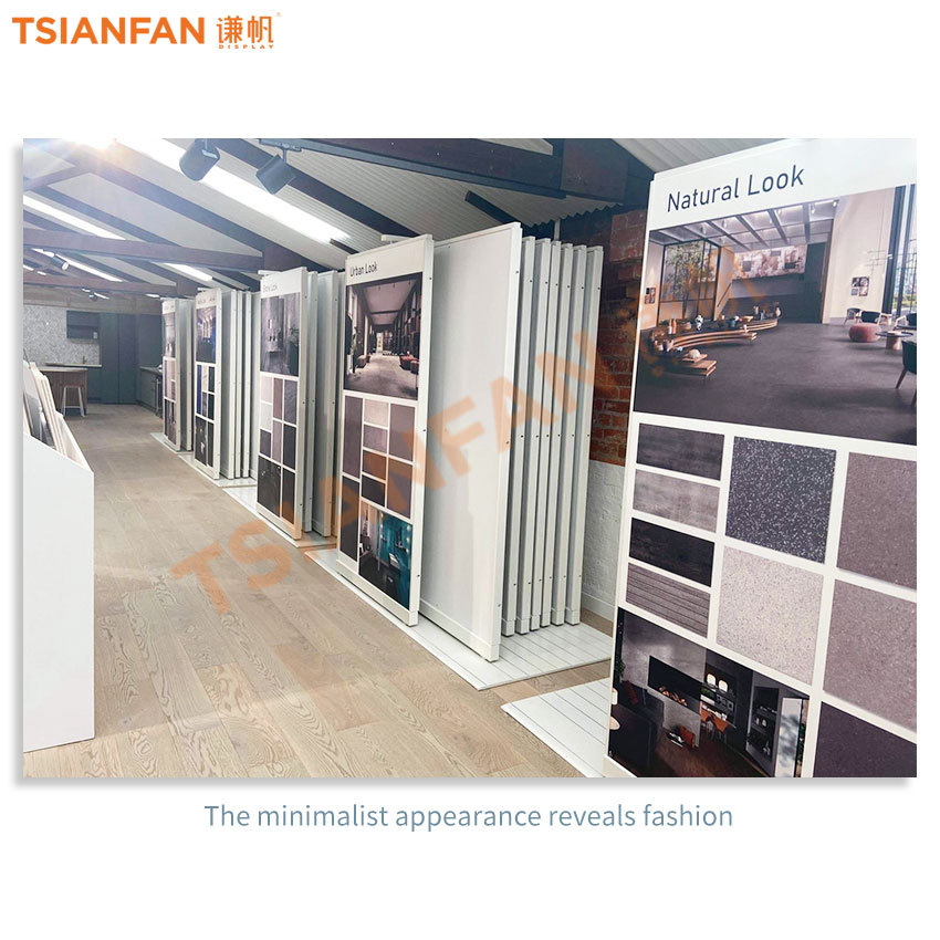 Tile Marble Granite stone Wood floor panel push pull display case floor stand Cabinet - Image 3