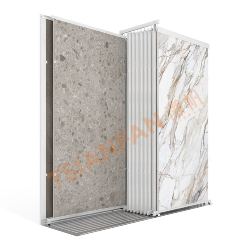 Tile Marble Granite stone Wood floor panel push pull display case floor stand Cabinet
