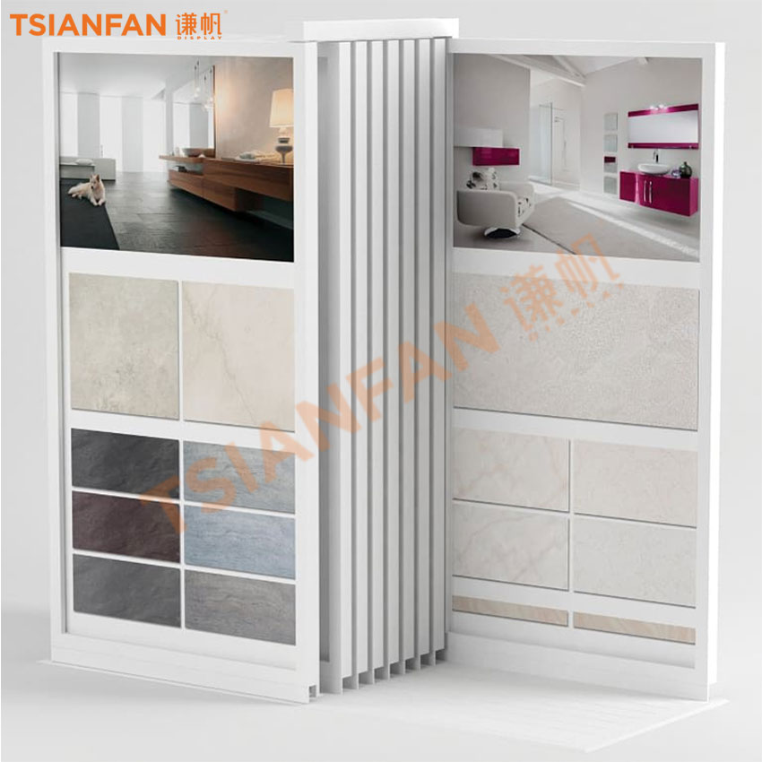 Tile Marble Granite stone Wood floor panel push pull display case floor stand Cabinet - Image 2