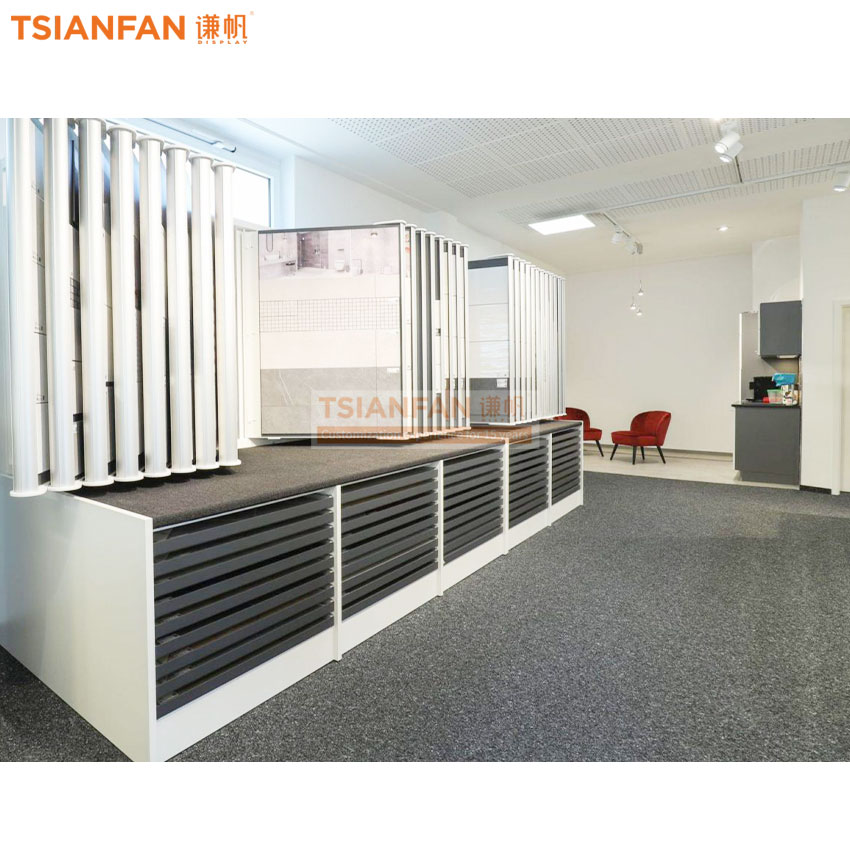 Tile marble stone combination display rack Ceramic plank drawer Metal shelf For Showroom - Image 2