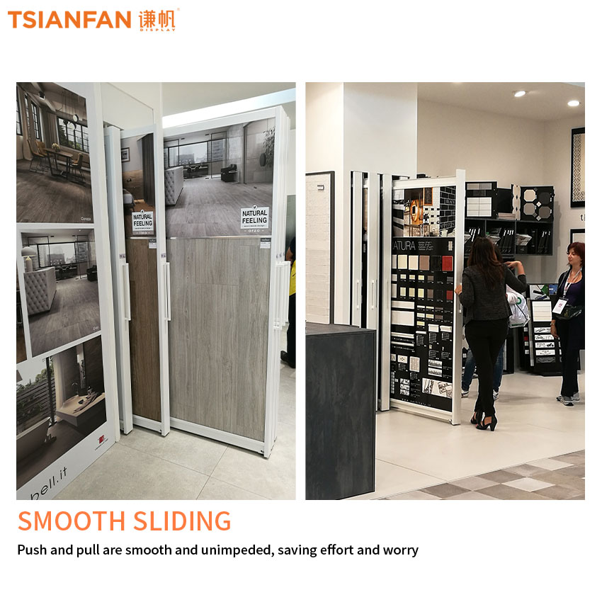 Tile push pull display rack Custom showroom granite slab rotate slider shelf Kitchen Contertop - Image 3