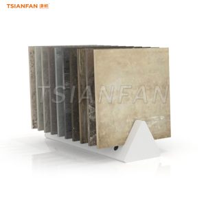 Tile slabs floor black and white display stand