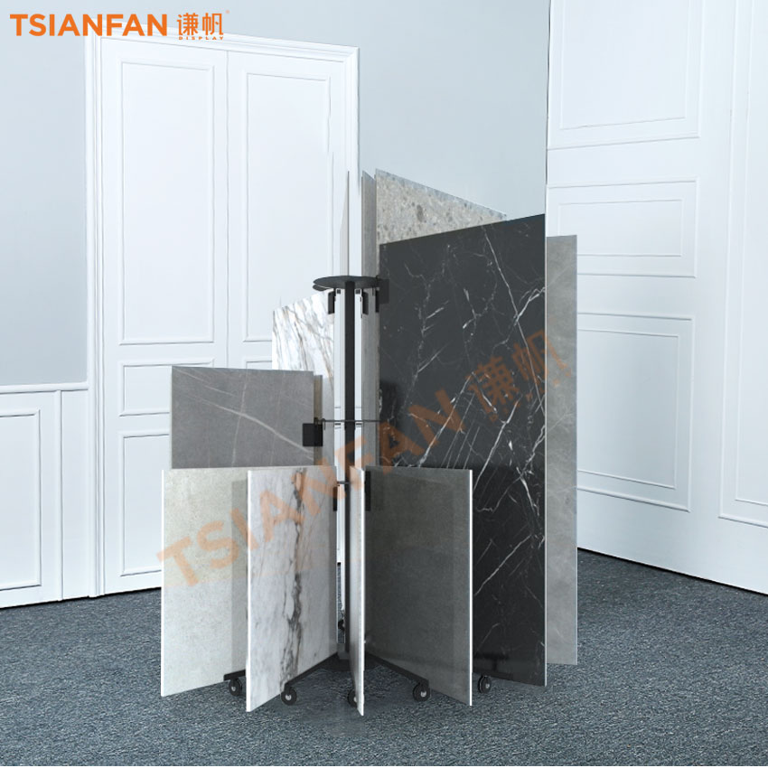 Large Tile Marble Granite stone board metal rotating page turning display rack XZFY001-1 - Image 2