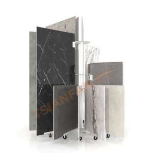Large Tile Marble Granite stone board metal rotating page turning display rack XZFY001-1