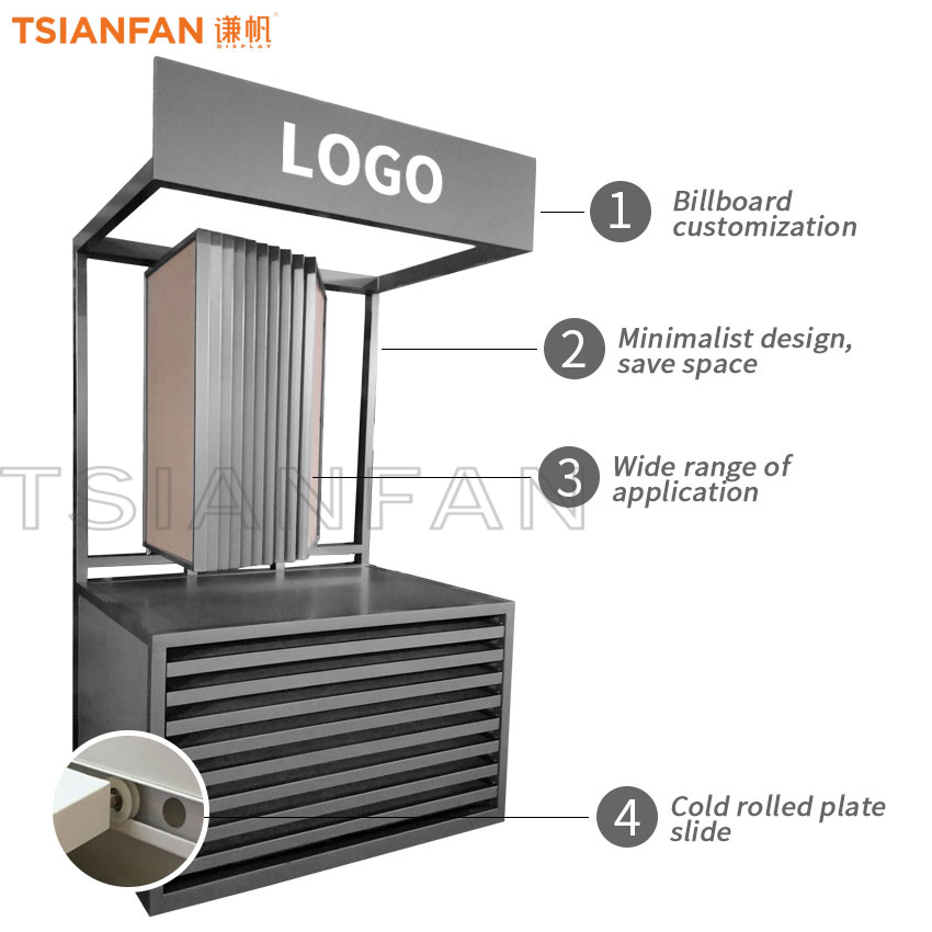 Tile Wood floor Mosaic Marble stone combination display rack Shops Customize - Image 5