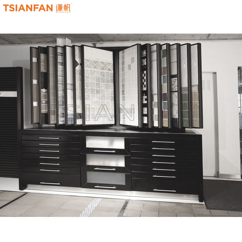 Tile Wood floor Mosaic Marble stone combination display rack Shops Customize - Image 2