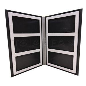 Two-fold custom stone sample booklet tile display in the exhibition hall