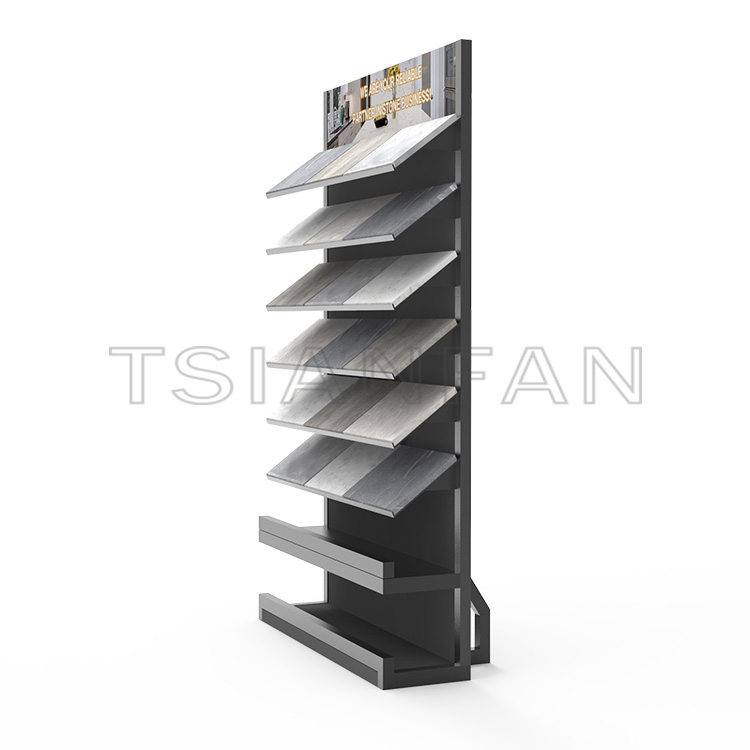 Upright floor-to-ceiling quartz stone sample display stand-SG002 - Image 2