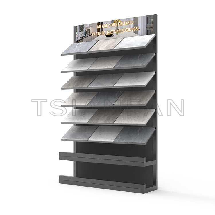 Upright floor-to-ceiling quartz stone sample display stand-SG002