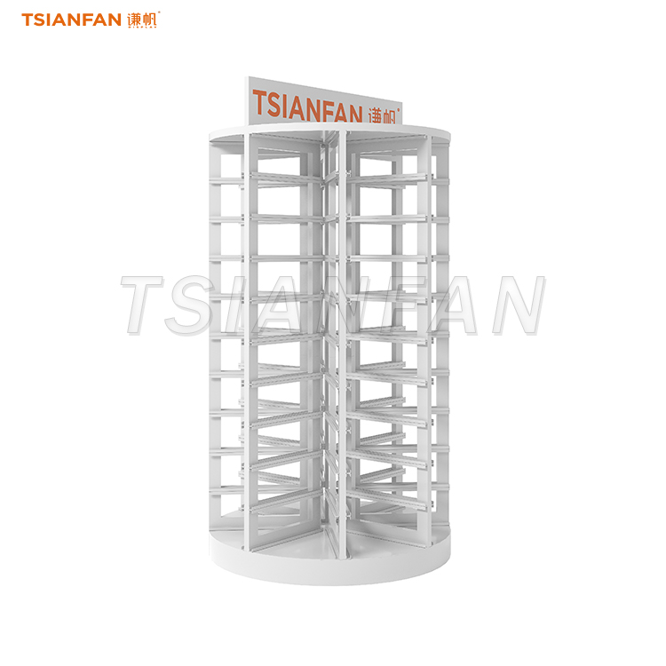 white turntable display rack for mosaic tile in showroom-MM017 - Image 5
