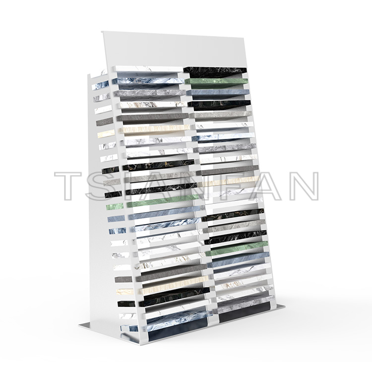 Wholesale custom large capacity display stand marble artificial stone sample display metal floor stand -SRT008