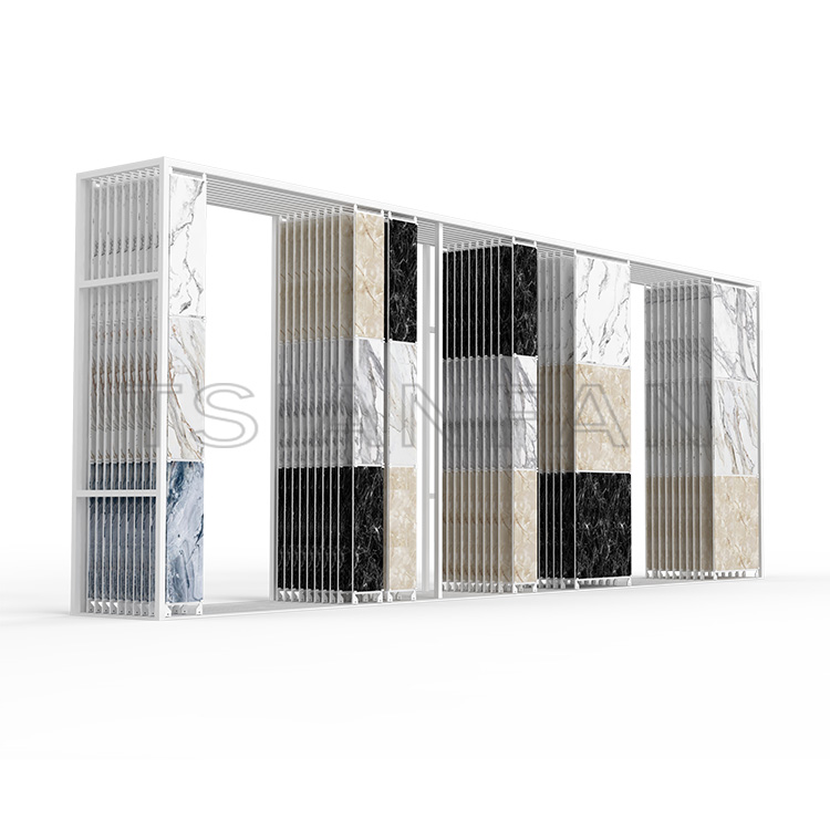Wholesale Quartz Artificial Stone White Metal Display Rack Tile Display Panels-CT601
