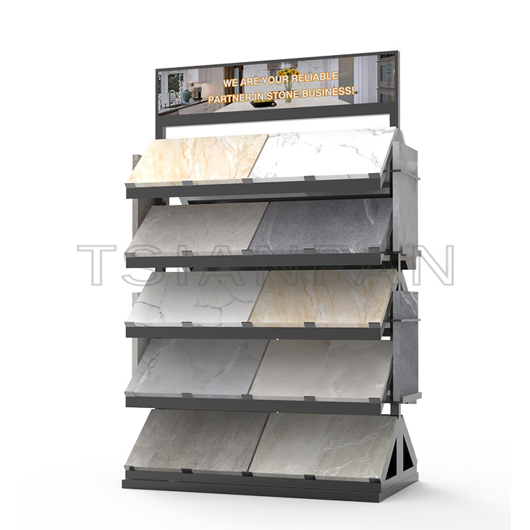 Wholesale Quartz Stone Marble Waterfall Metal Display Rack Wall Mounted Tile Display Panels-SG906