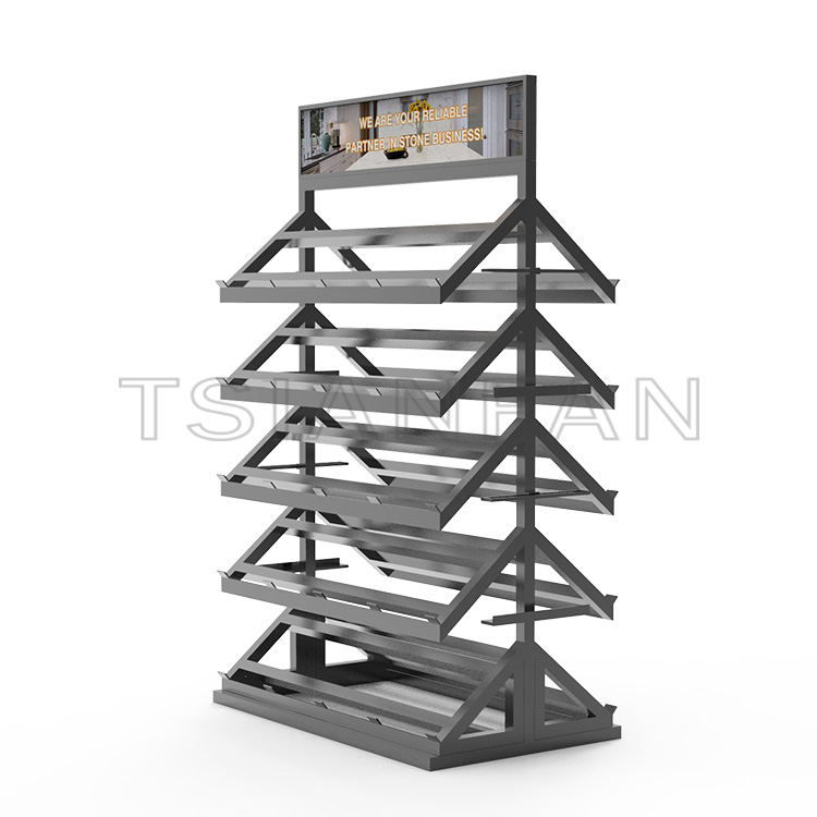 Wholesale Quartz Stone Marble Waterfall Metal Display Rack Wall Mounted Tile Display Panels-SG906 - Image 2