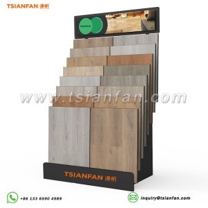 customized wooden floor showroom display rack